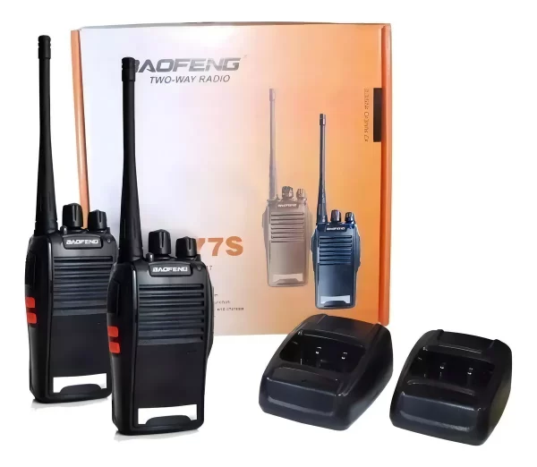 Kit 2 Walkie Talkie Bf-777S Radio Comunicador Fone Baofeng - Cor Preto