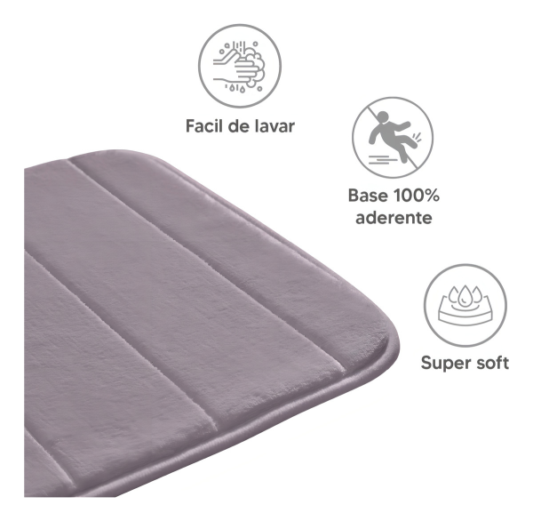 Tapete De Banheiro Antiderrapante Macio Holtter Home Design Super Soft 60x40cm - Image 2