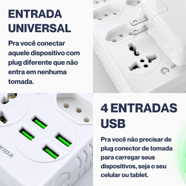 Extensão Filtros de Linha - 6 Tomadas, 4 Usb e 1 Tomada Universal - 2 Metros - Image 11