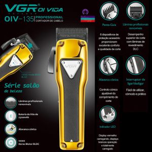 Máquina de cortar cabelo profissional - Kit 6 Pentes - Sem Fio