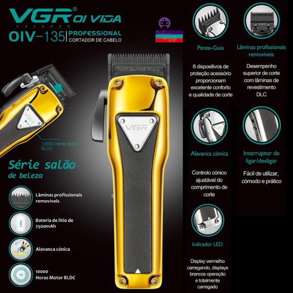 Máquina de cortar cabelo profissional - Kit 6 Pentes - Sem Fio
