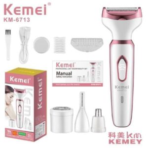 Depilador Feminino Profissional Lady Shaver Kemei Original 4 em 1