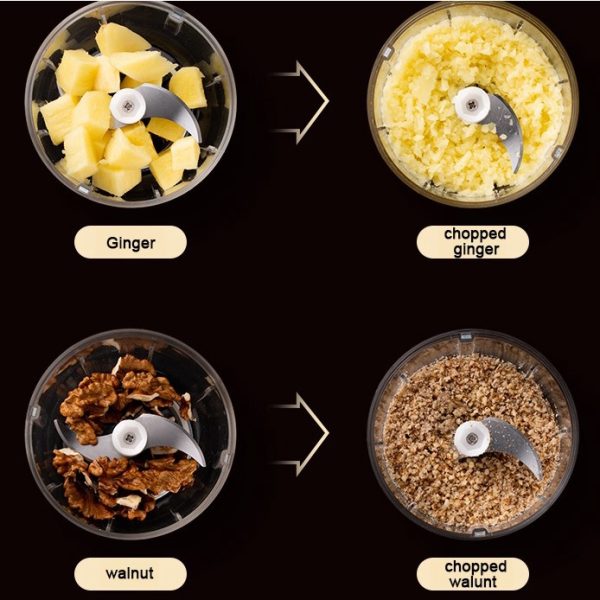 Mini Processador Elétrico de Alimentos Portátil com 3 lâminas de aço inox 250 ml USB Bivolt - Image 5
