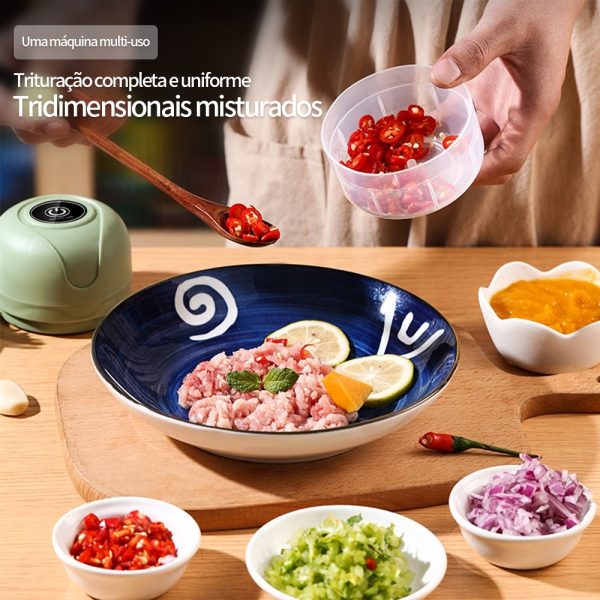 Mini Processador Elétrico de Alimentos Portátil com 3 lâminas de aço inox 250 ml USB Bivolt - Image 7