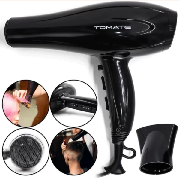 Secador De Cabelo Profissional Potente 1900w 3 Temperaturas Cor Preto