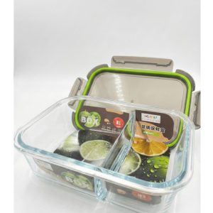 Marmita de Vidro com divisória e tampa 1000ml